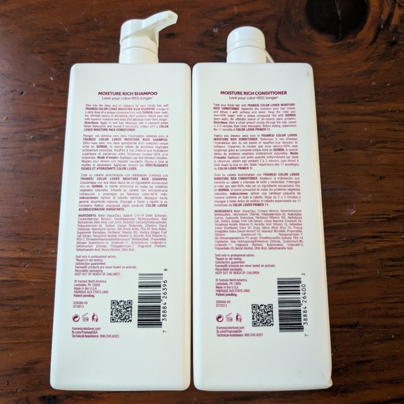 New Framesi Color Lover Moisture Rich Shampoo AND Conditioner 33.8 Fl Oz - Picture 3 of 4
